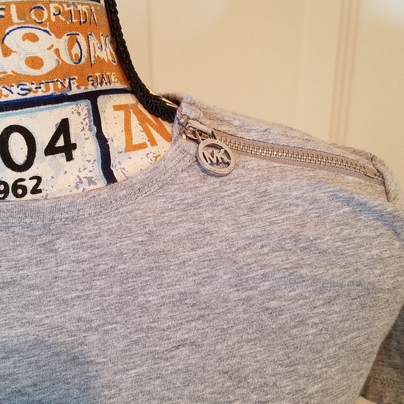 Michael Kors Gray Side Ruched Cotton Shirt - Picture 4 of 6